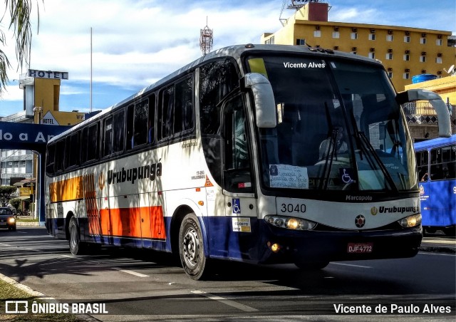 Auto Viação Urubupungá 3040 na cidade de Aparecida, São Paulo, Brasil, por Vicente de Paulo Alves. ID da foto: 7036853.