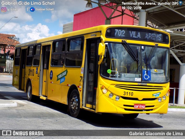 Auto Ônibus Três Irmãos 3110 na cidade de Jundiaí, São Paulo, Brasil, por Gabriel Giacomin de Lima. Número da foto: #7039790.