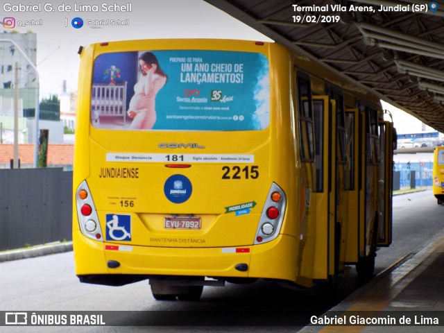 Viação Jundiaiense 2215 na cidade de Jundiaí, São Paulo, Brasil, por Gabriel Giacomin de Lima. Número da foto: #7042612.